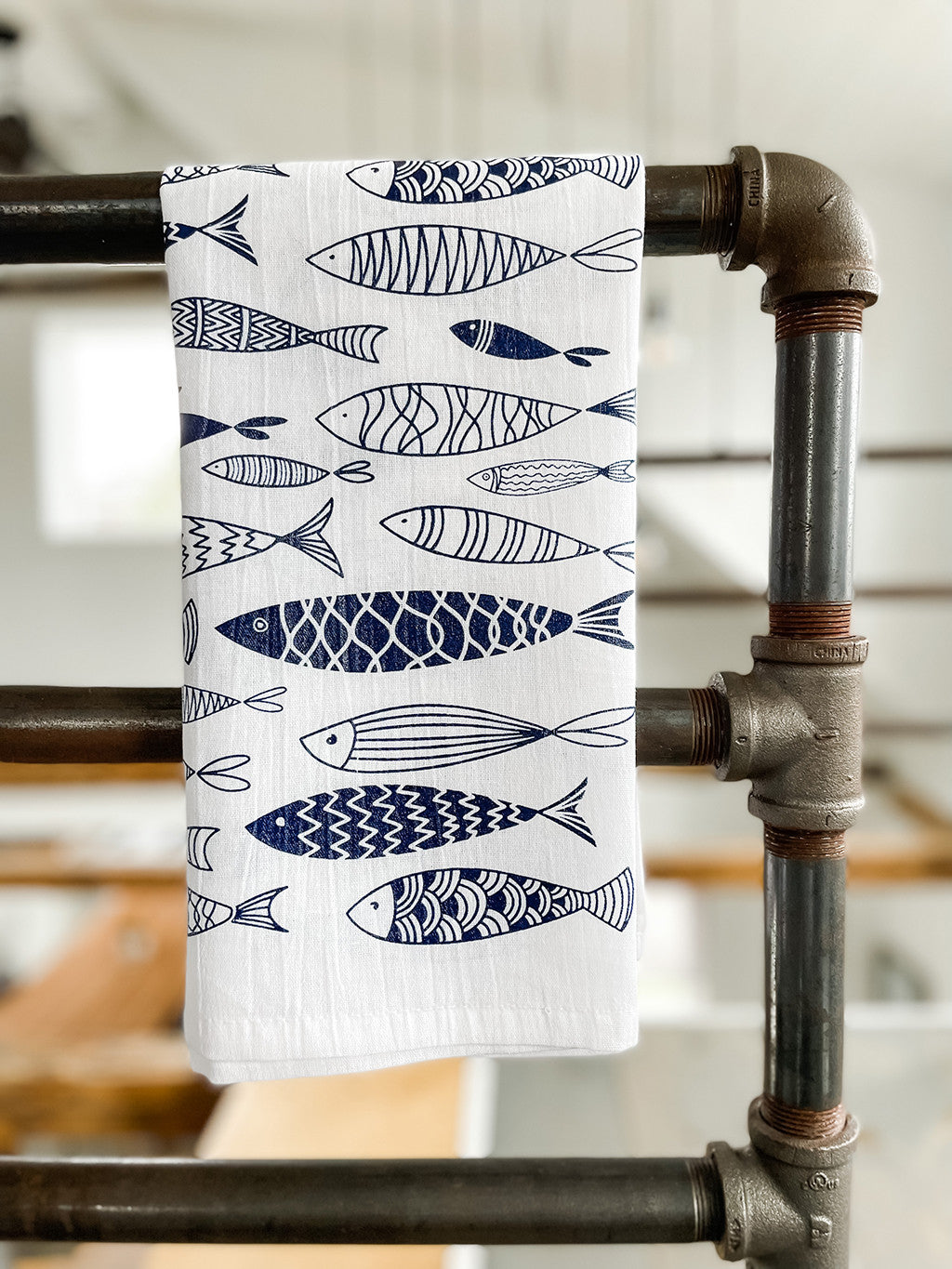 Repeating Fish Pattern Tea Towel