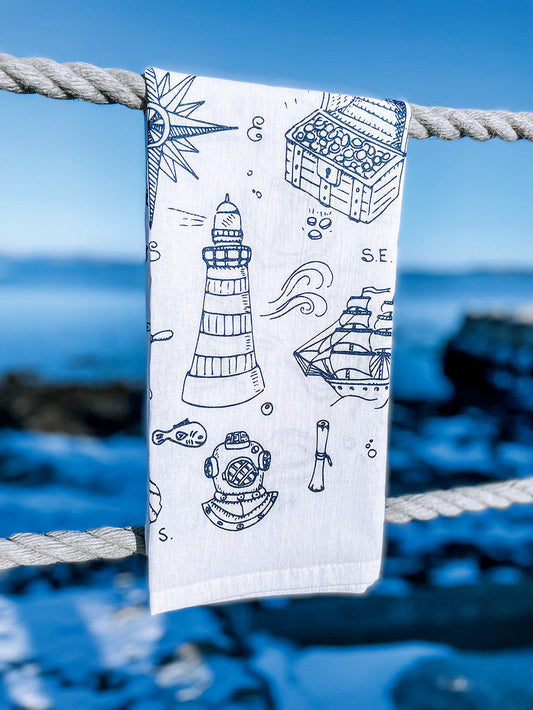 Maritime Collage Tea Towel